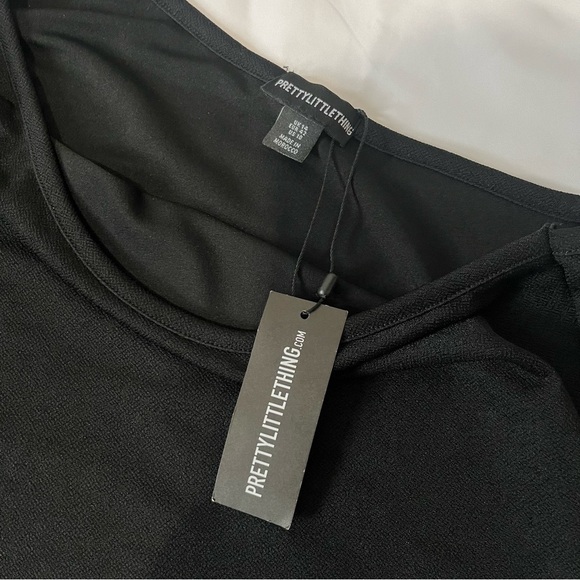 PRETTY LITTLE THING-NWT Shape Black One Shoulder Split Bodycon Dress Size 10 - Picture 6 of 6